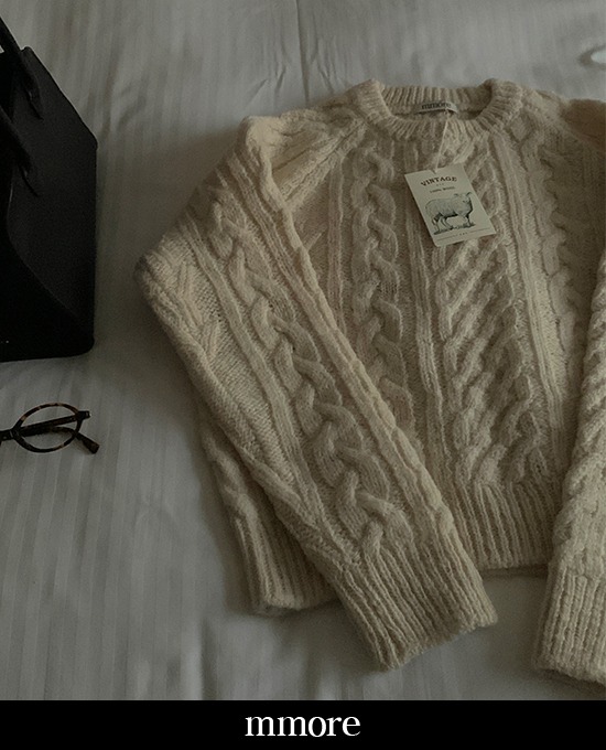 [11주년세일][mmore] noel vintage wool cable knit (wool 100%)단독주문시 당일발송